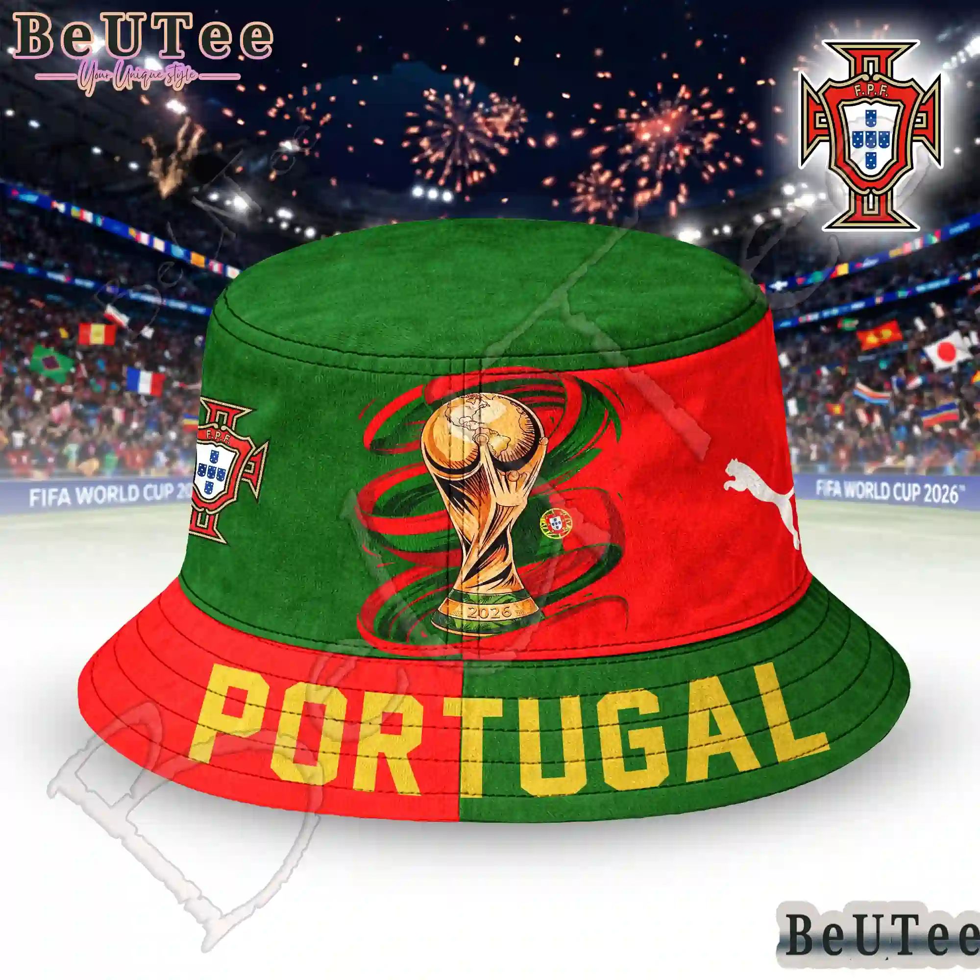 Portugal Premium World Cup 2026 Golden Trophy Bucket Hat