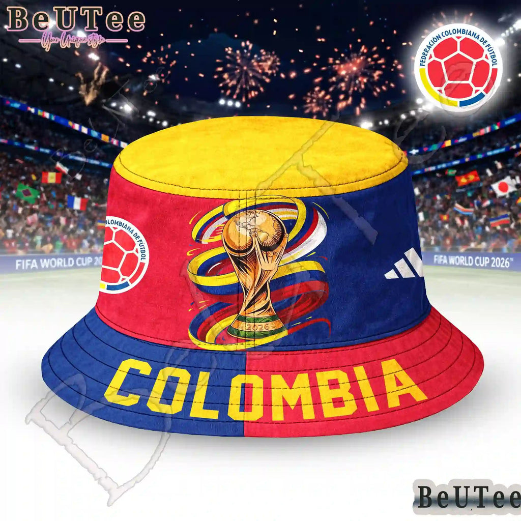 Colombia Premium World Cup 2026 Golden Trophy Bucket Hat