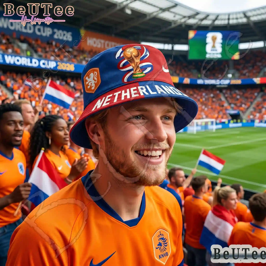Netherlands Premium World Cup 2026 Golden Trophy Bucket Hat