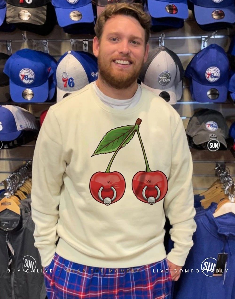 A pair of pierced cherries shirt