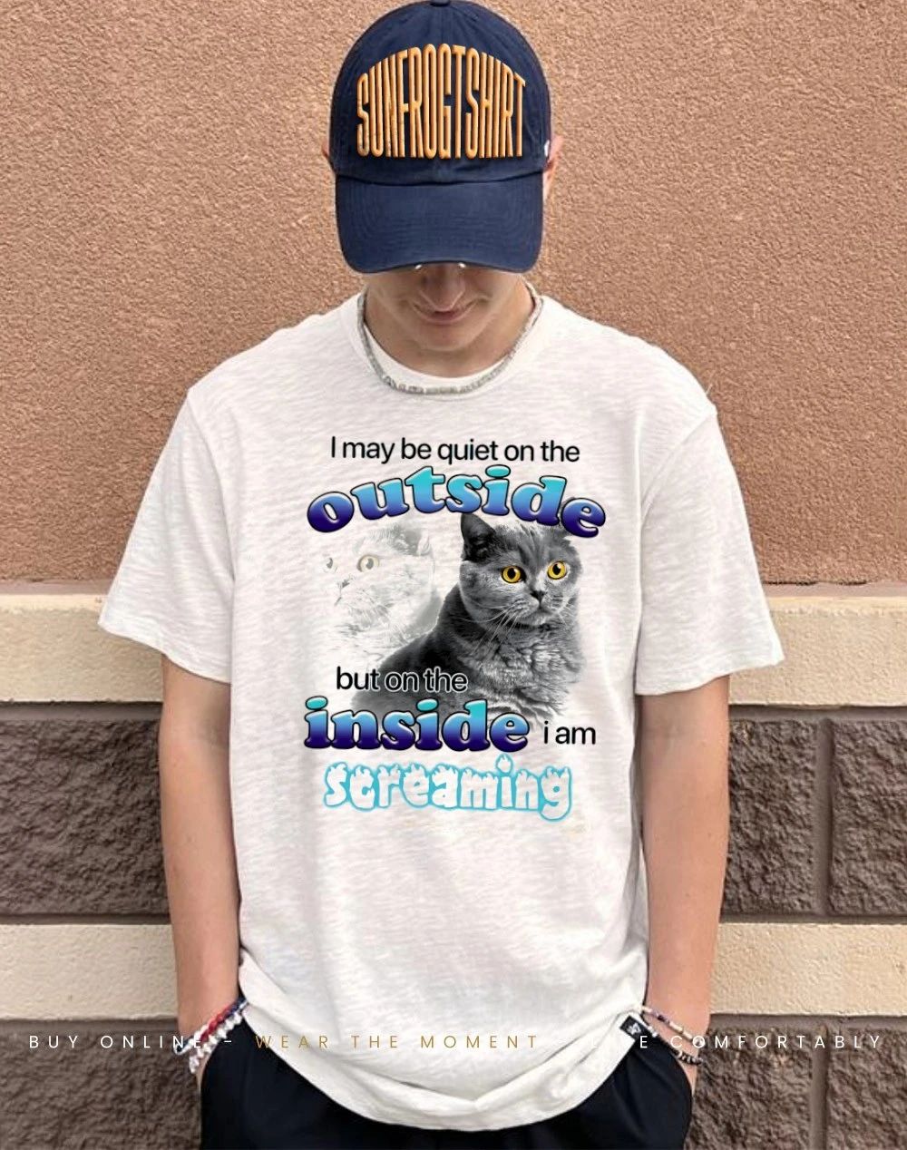 Cat I may be quiet on the inside but on the inside I am screaming shirt