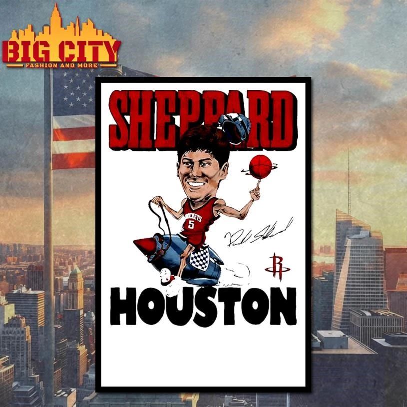 Reed Sheppard player Houston Rockets signature caricature shirt