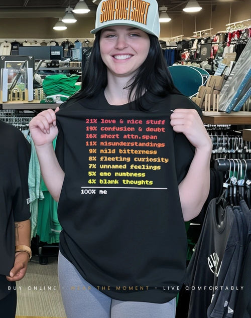 21% love & nice stuff 4% blank thoughts 100% me shirt