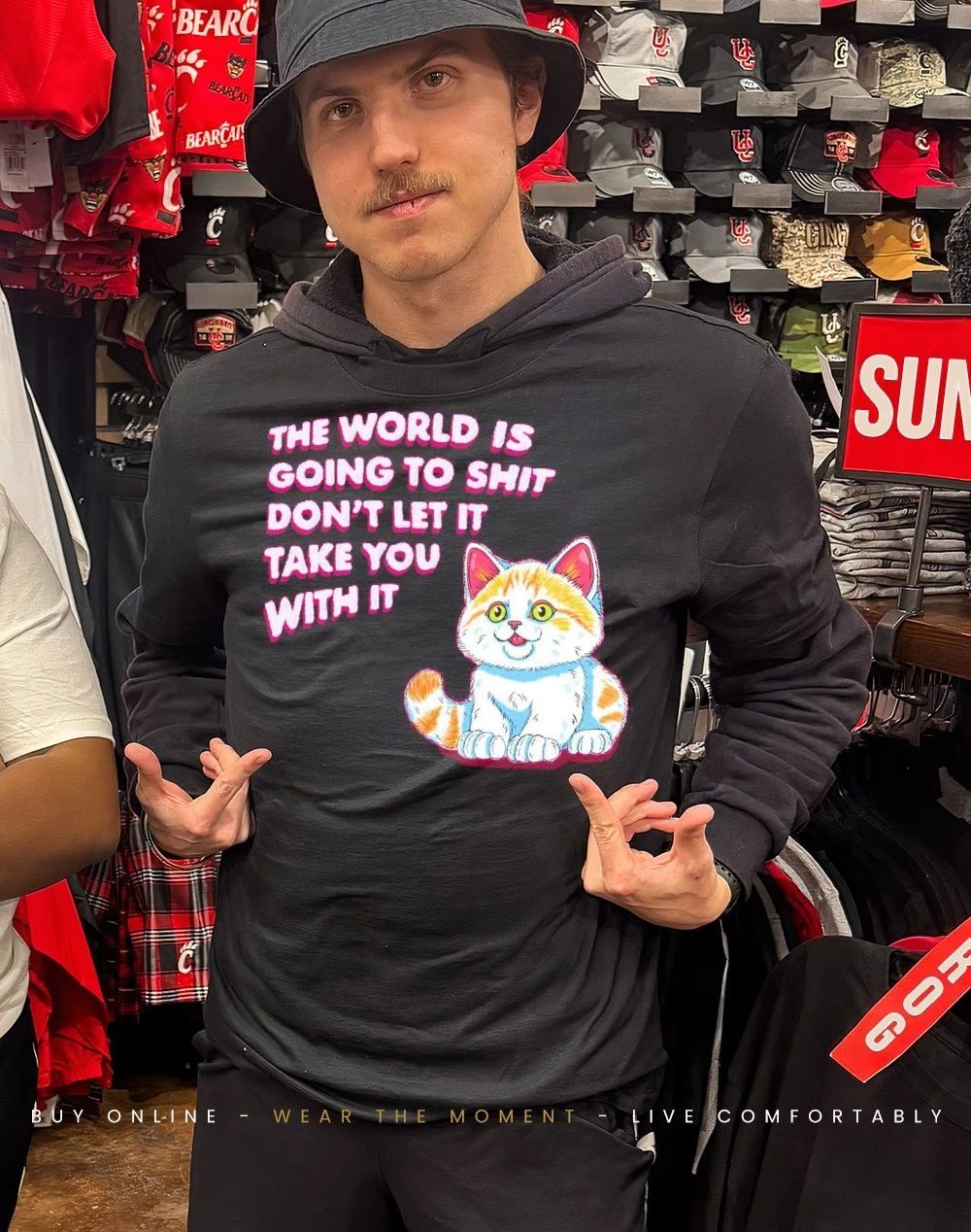 Cat the world is going to shit don’t let it take you with it shirt