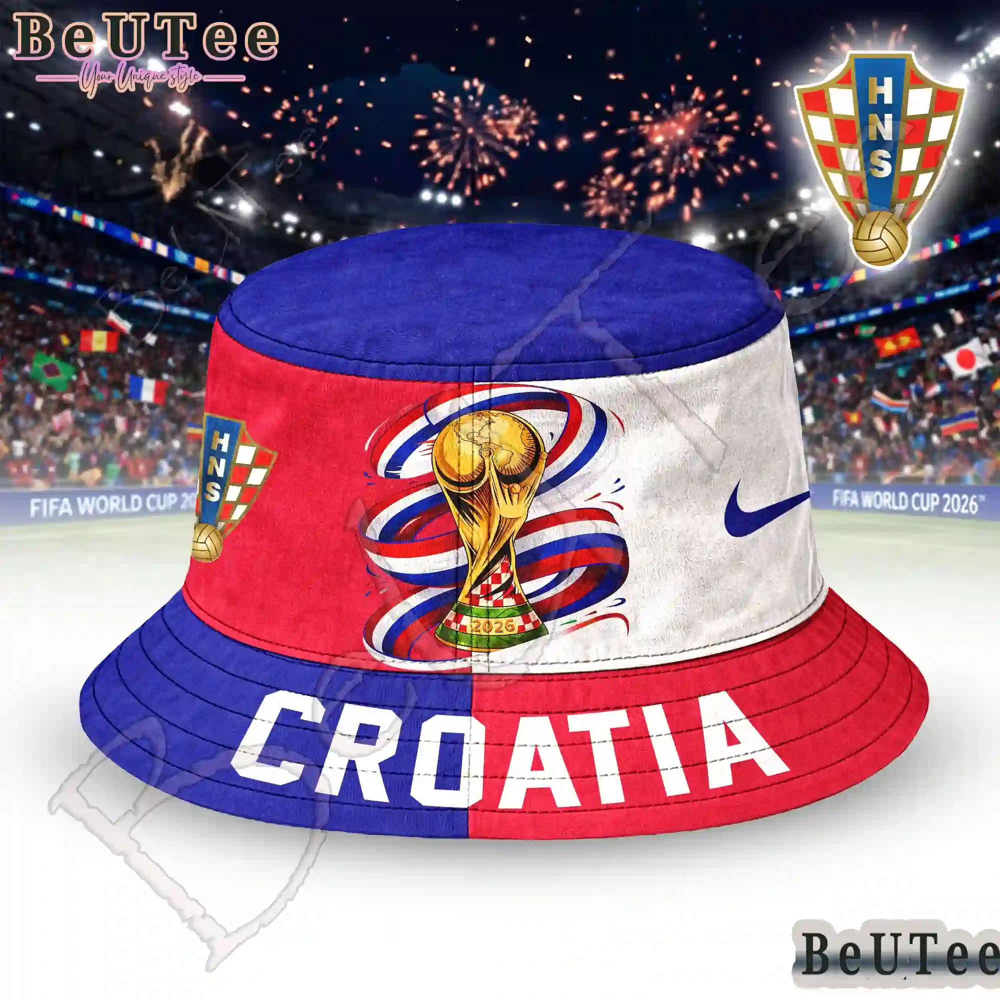Croatia Premium World Cup 2026 Golden Trophy Bucket Hat