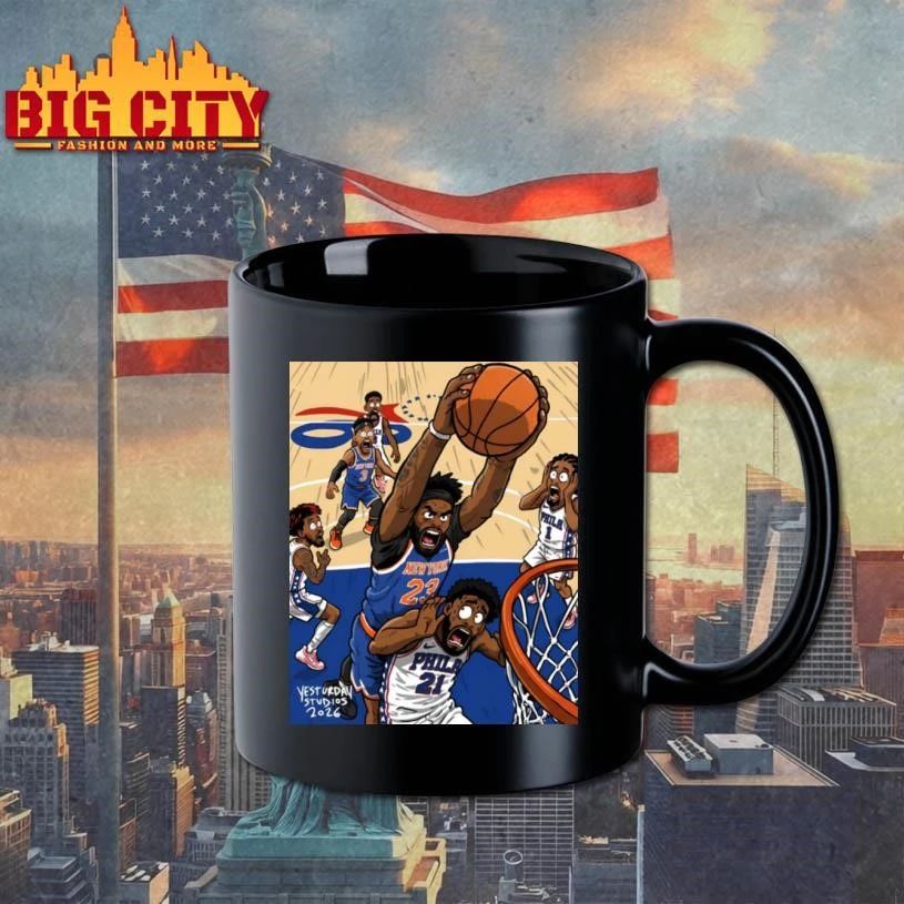 Mitchell Robinson Poster Dunk Joel Embiid Knicks 2026 Shirt