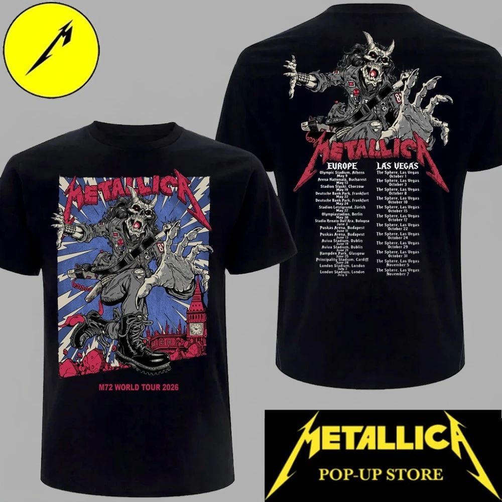 Premium Metallica London 2026 Double-Sided Print Tee – Puis Calzada Art