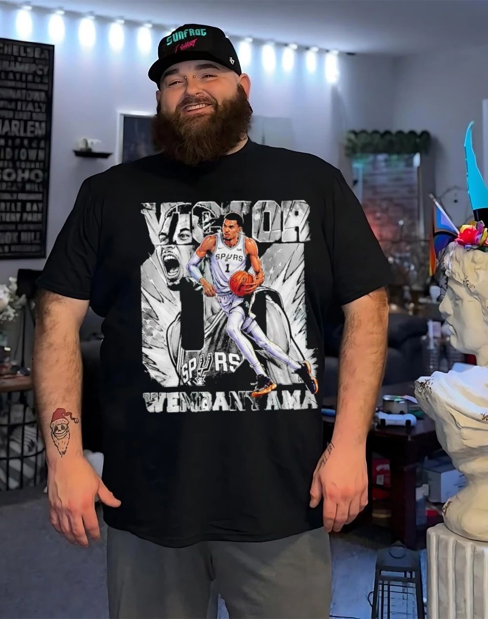 Spurs Victor Wembanyama graphic front and back shirt