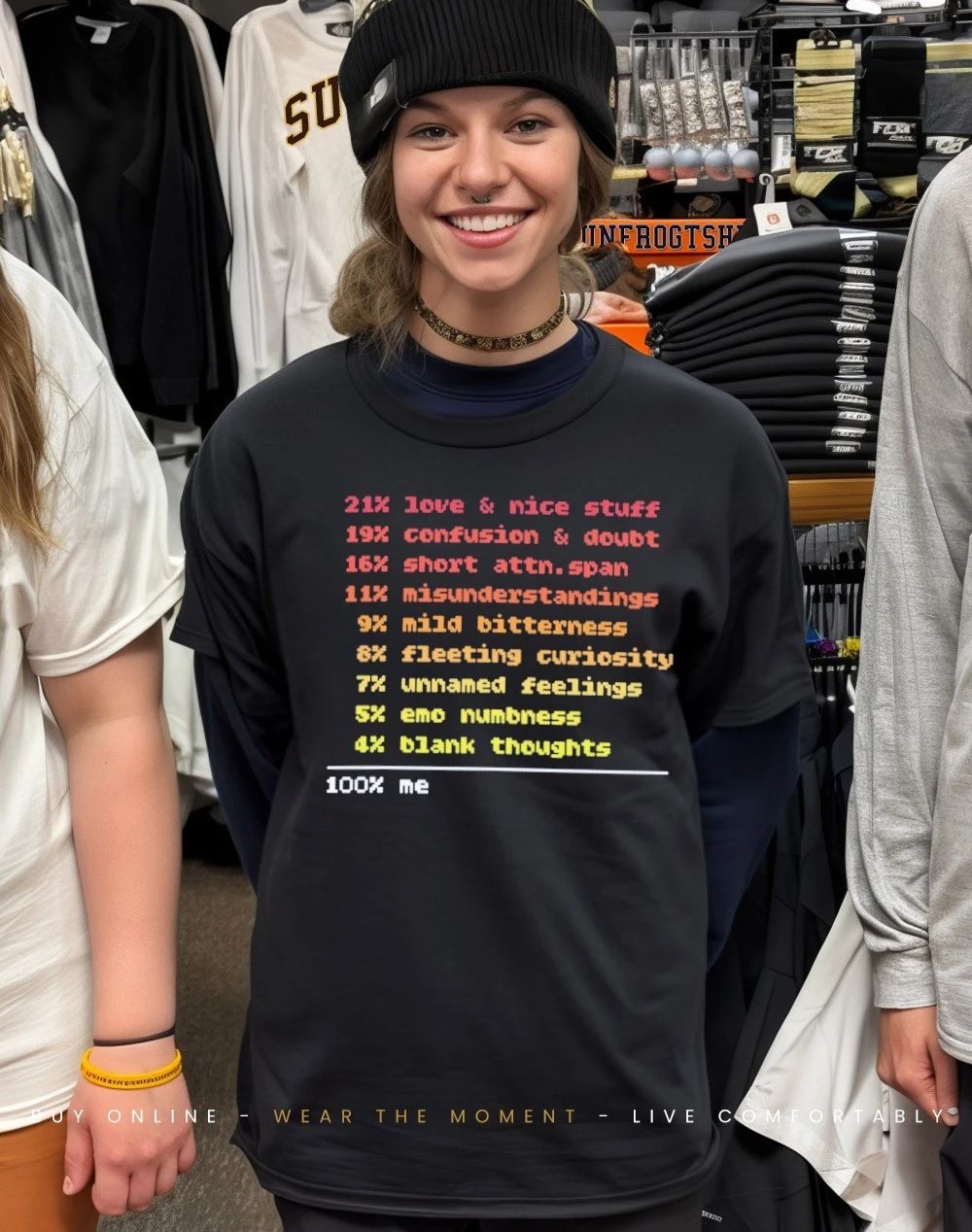 21% love & nice stuff 4% blank thoughts 100% me shirt