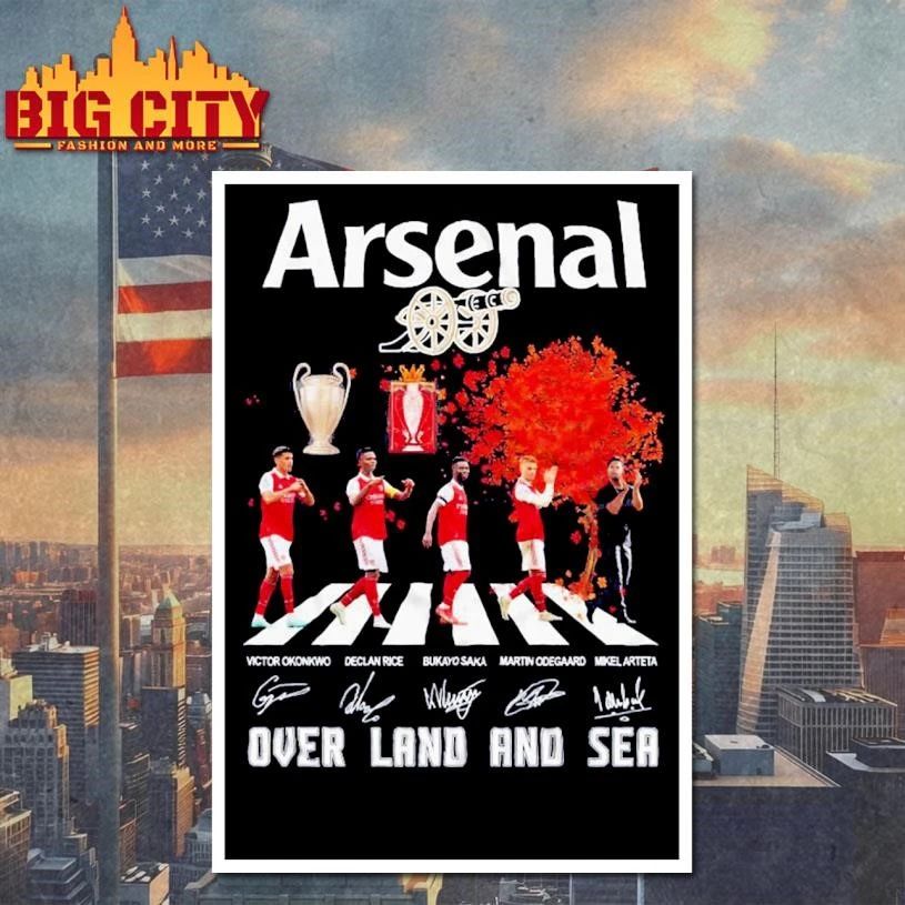 Arsenal Over Land And Sea Abbey Road Players Signatures Shirt