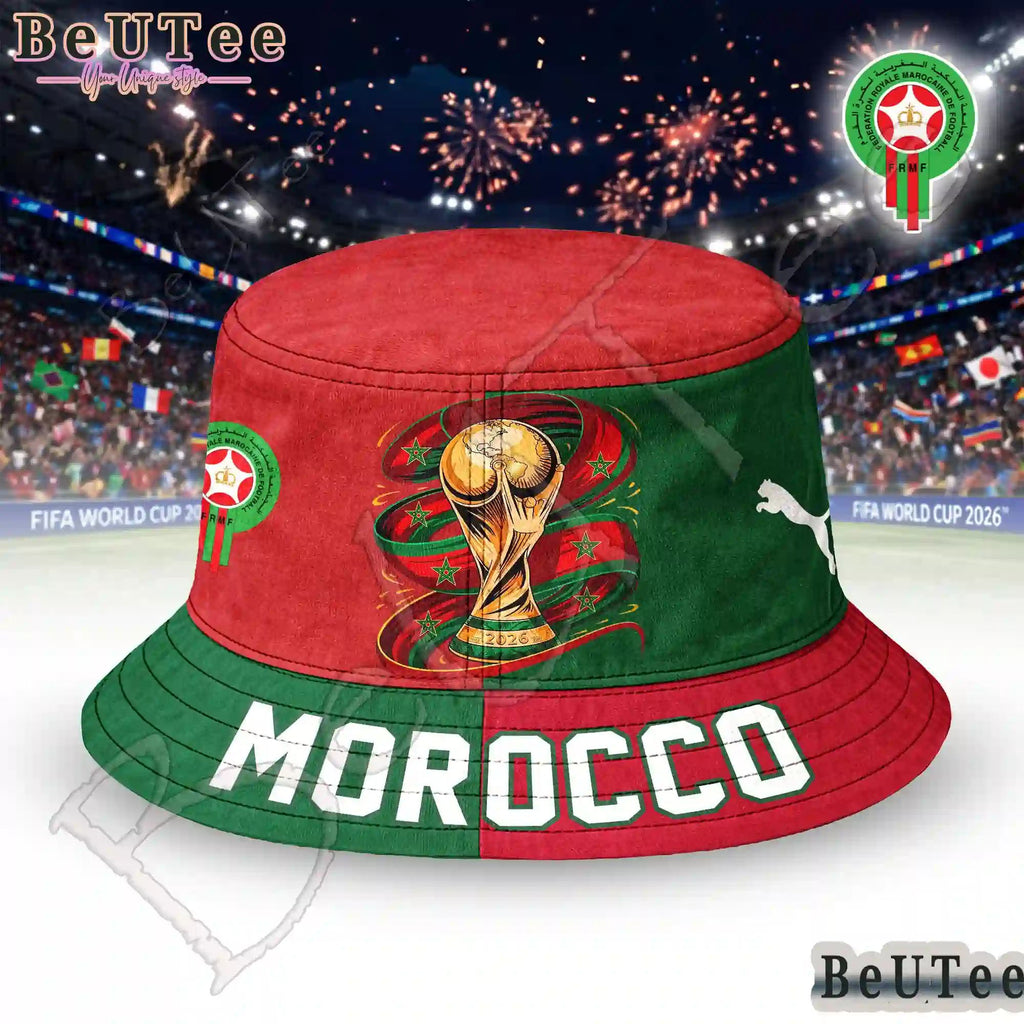 Morocco Premium World Cup 2026 Golden Trophy Bucket Hat