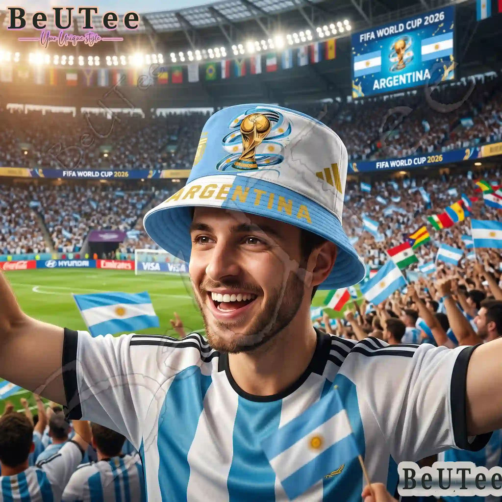 Argentina Premium World Cup 2026 Golden Trophy Bucket Hat