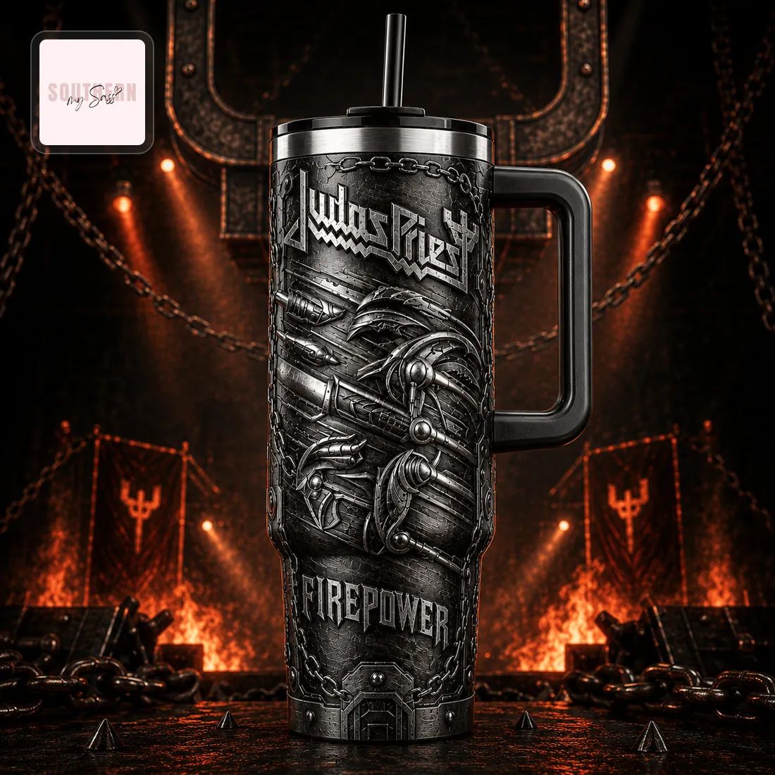 Judas Priest Firepower Album 3D Embossed 40oz Tumbler