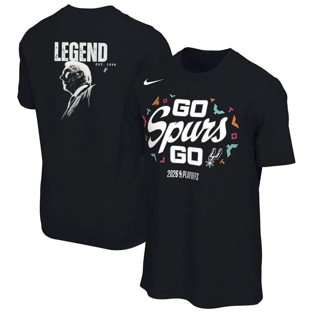 San Antonio Spurs legend Coach Pop est 1996 front and back shirt