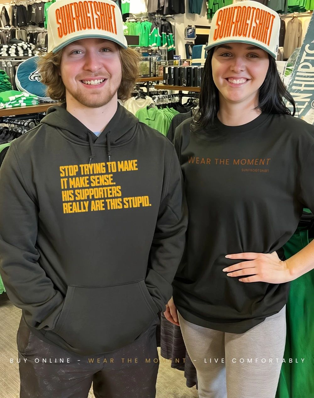 Stop trying to make it make sense his supporters really are this stupid shirt