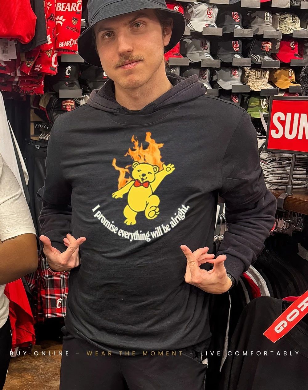 Flaming bear I promise everything will be alright shirt