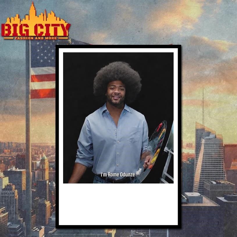 Rome Odunze transformed into Bob Ross Shirt