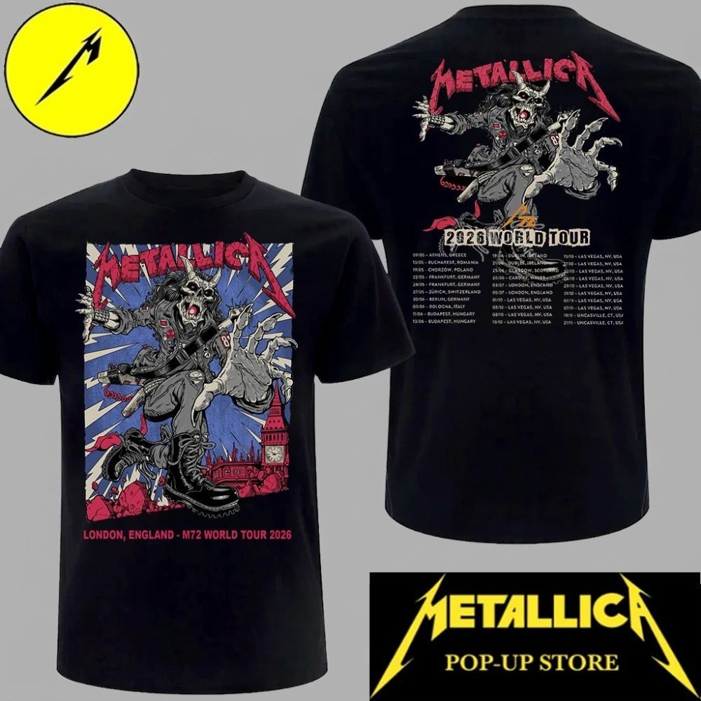 Authentic Metallica M72 London Stadium 2026 Two-Sided Graphic Tee – Official Collector’s Merch – Puis Calzada Art