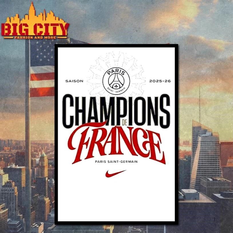 Paris Saint Germain Ligue 1 Winners Champions De France 2026 Shirt