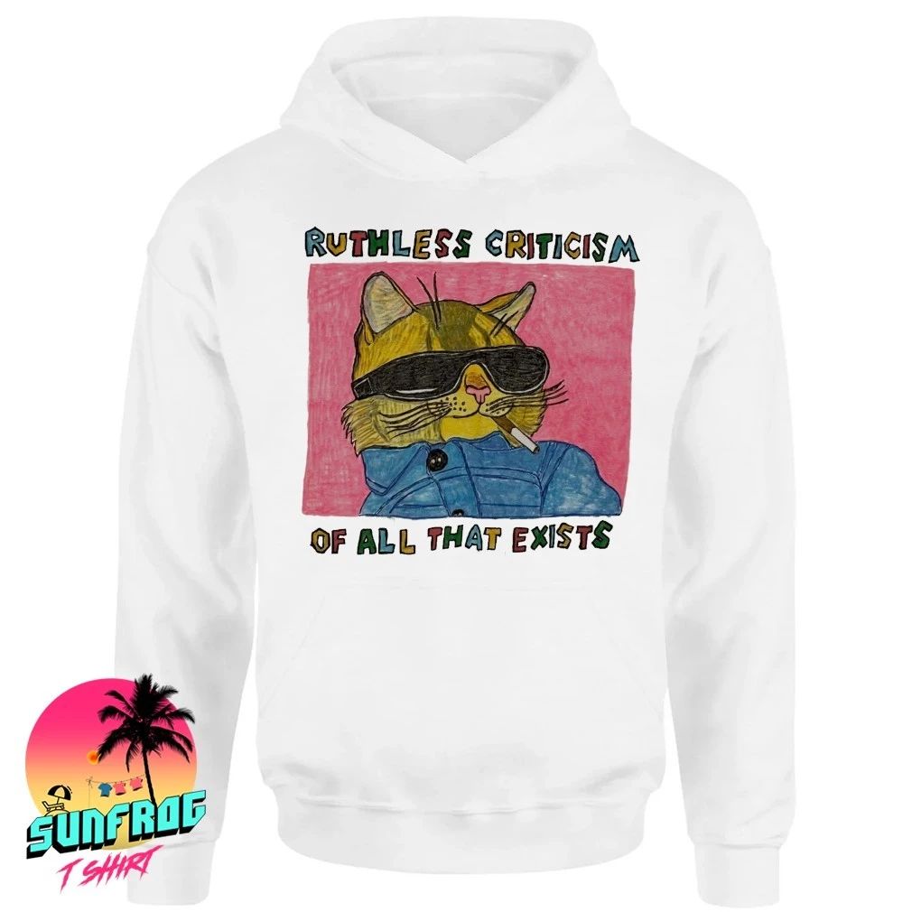 Cat smoking ruthless criticism of all that exists shirt