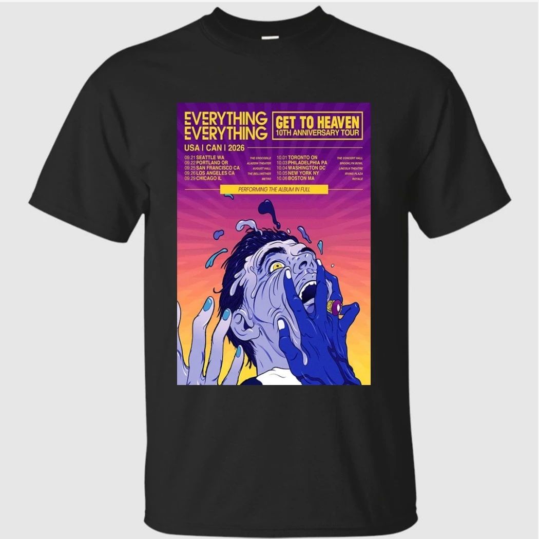 Everything Everything Get To Heaven 10th Anniversary Tour 2026 Poster Shirt