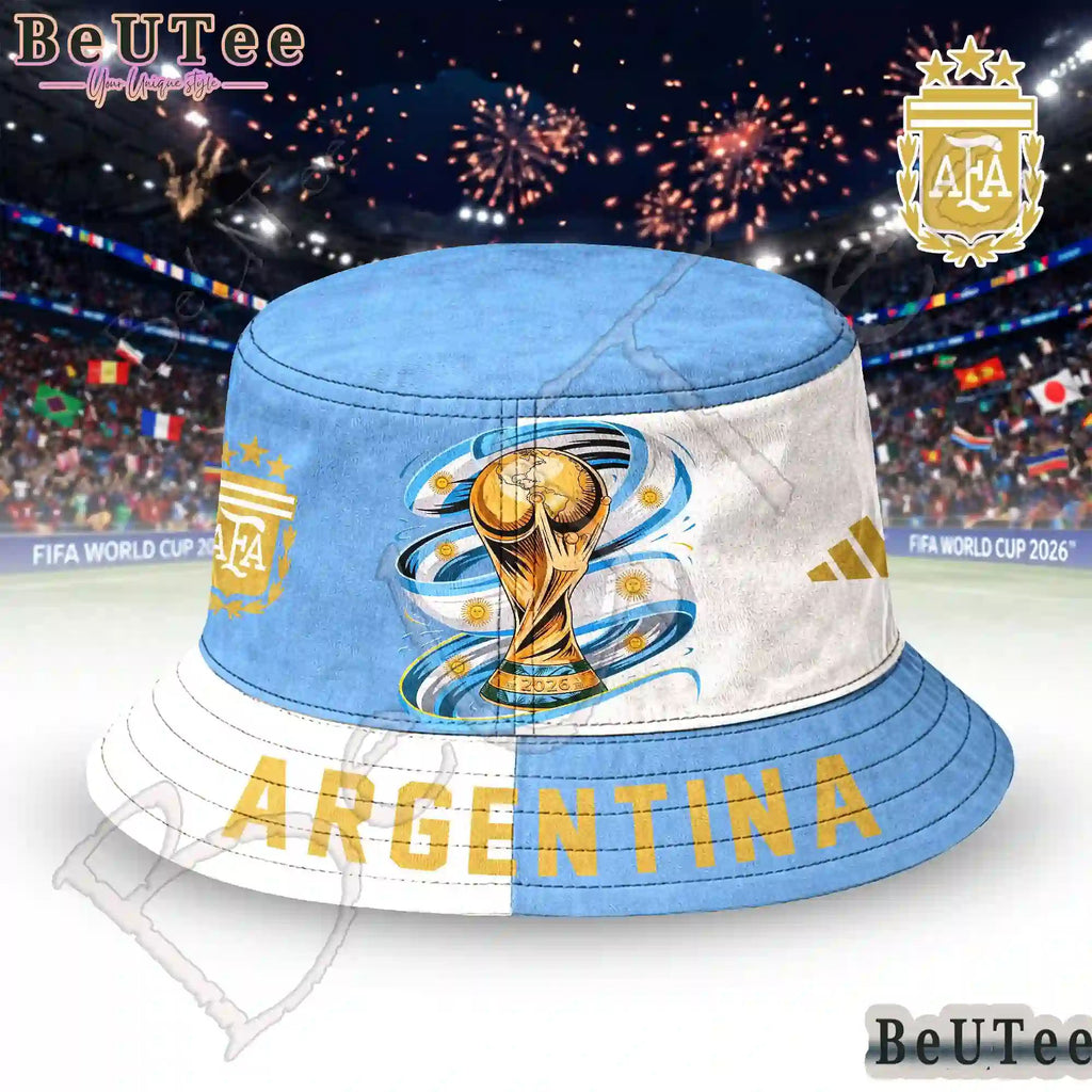 Argentina Premium World Cup 2026 Golden Trophy Bucket Hat