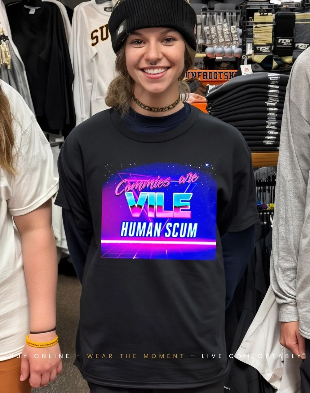 Commies are vile human scum neon 80s vintage shirt