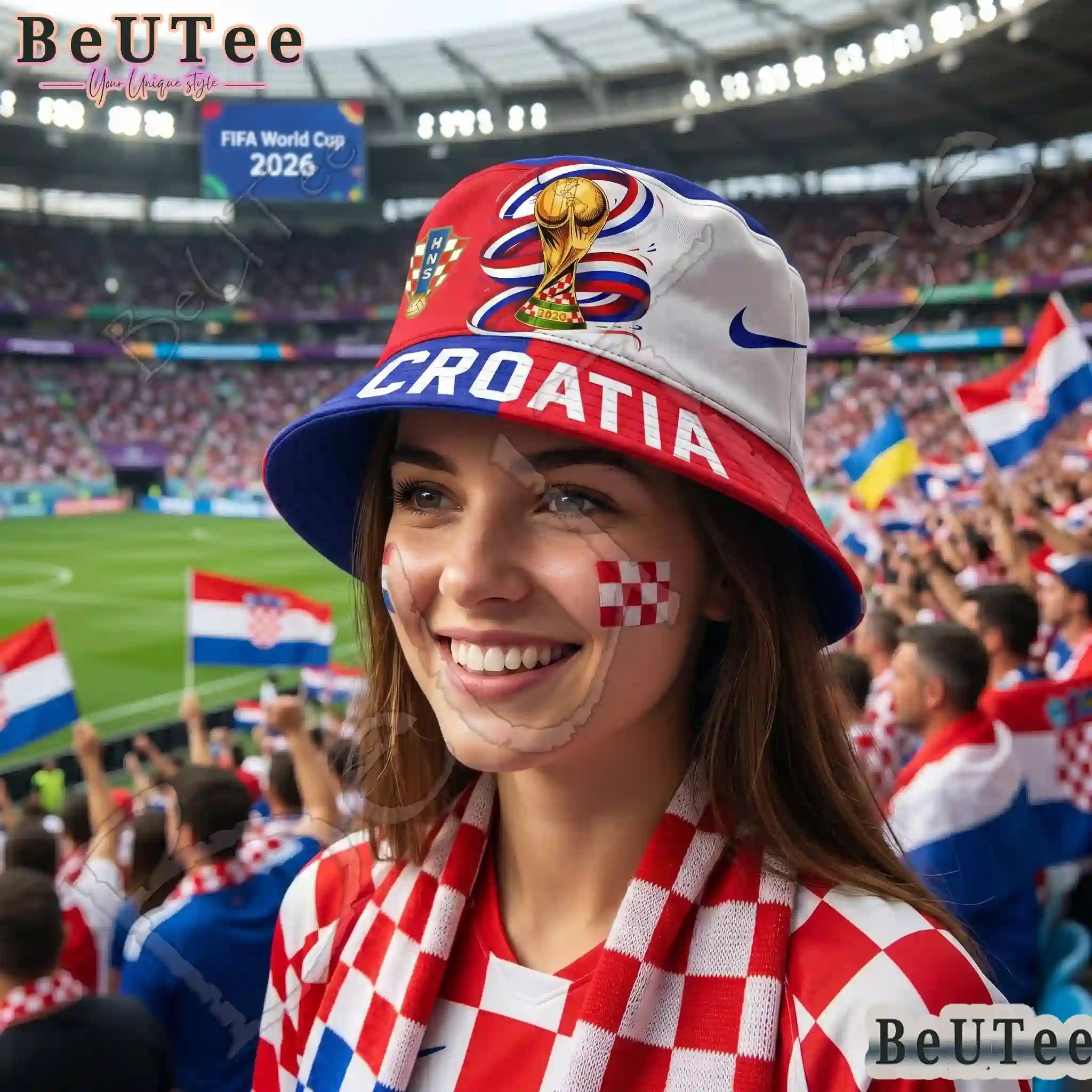 Croatia Premium World Cup 2026 Golden Trophy Bucket Hat