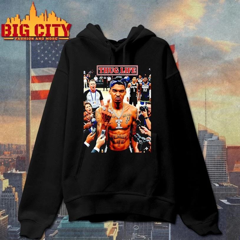 Thug Life Victor Wembanyama San Antonio Spurs NBA middle finger shirt