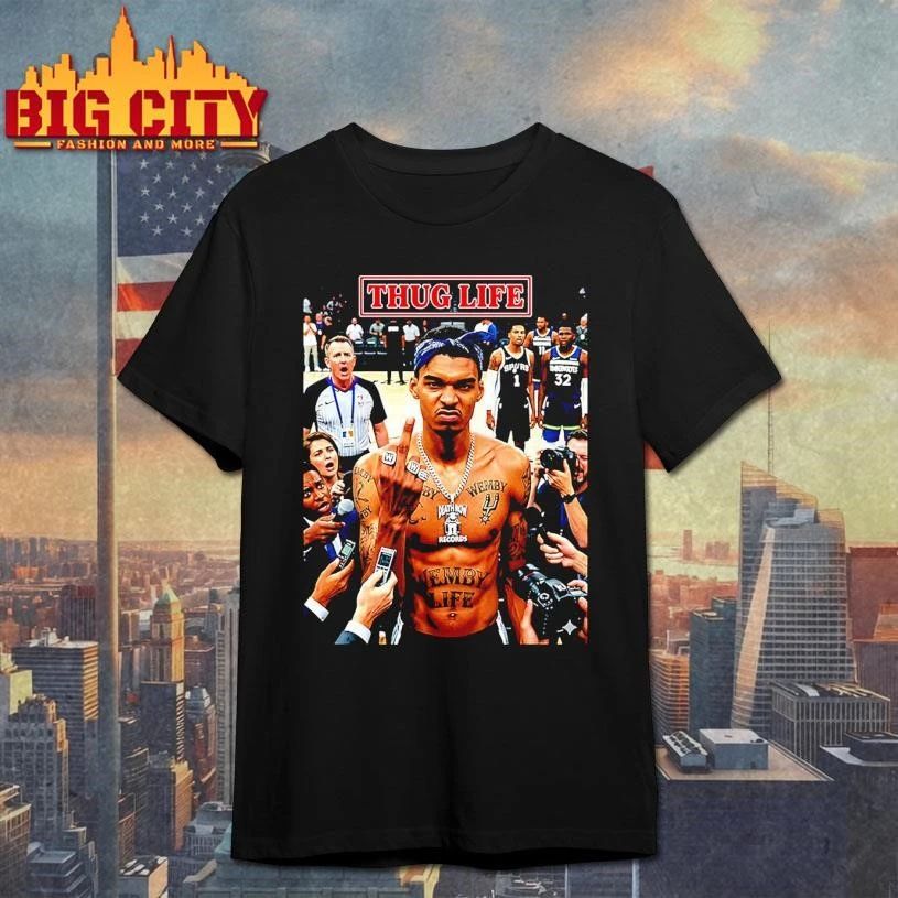 Thug Life Victor Wembanyama San Antonio Spurs NBA middle finger shirt