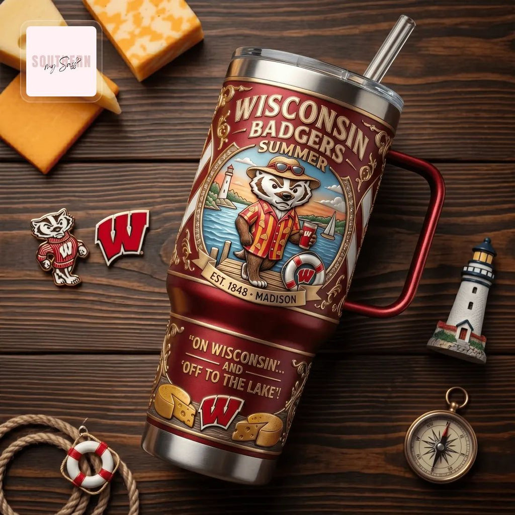 Wisconsin Badgers Summer Collector’s Edition 40oz YETI Style Tumbler with Handle