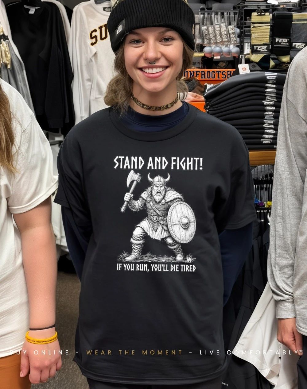 Viking stand and fight if you run you’ll die tired shirt