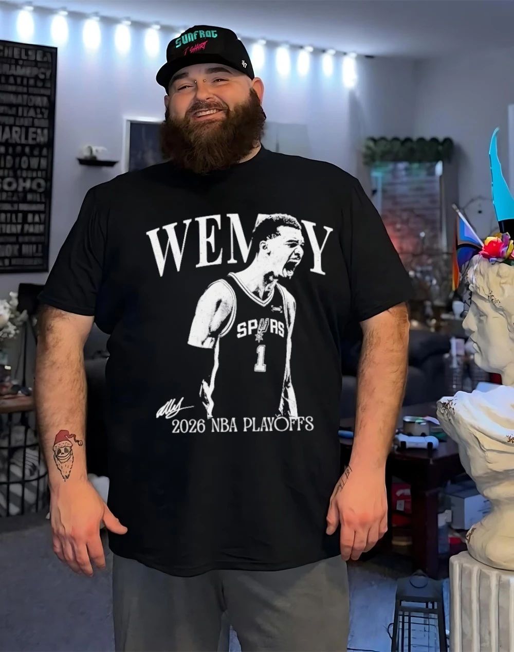 Wemby screaming 2026 NBA Playoffs front and back shirt