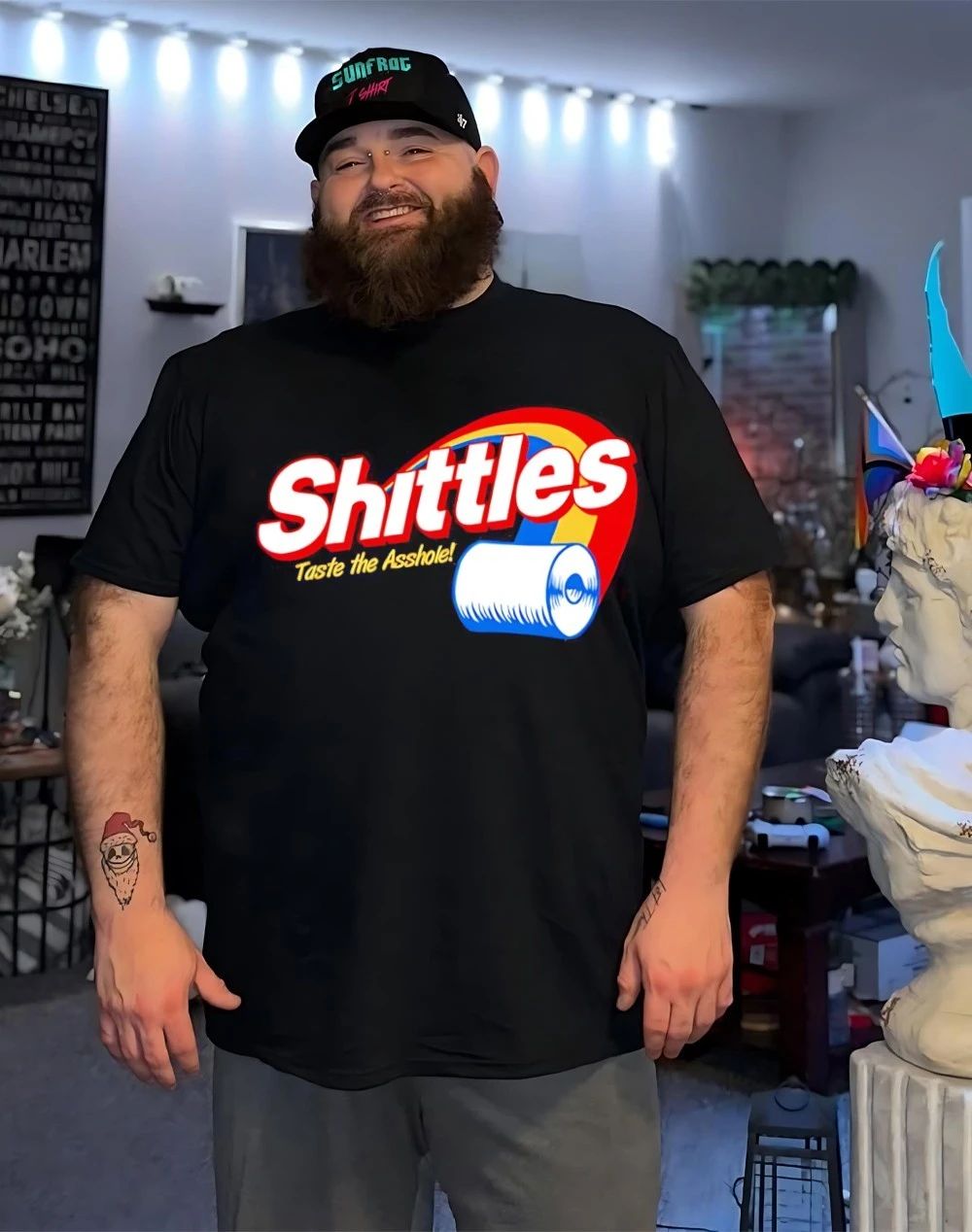 Shittles taste the asshole skittles rainbow parody shirt