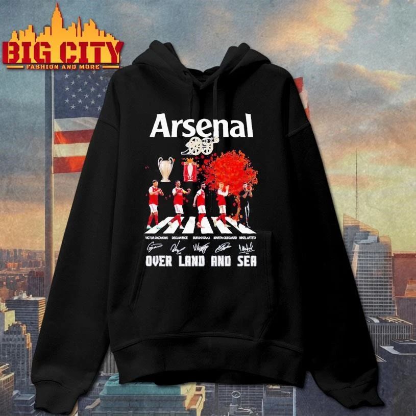 Arsenal Over Land And Sea Abbey Road Players Signatures Shirt