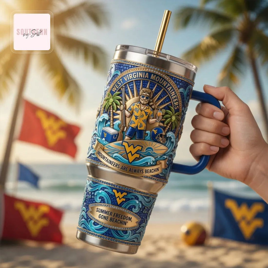 West Virginia Mountaineers 40oz Summer Tailgate Collector’s Edition Insulated Tumbler With Handle