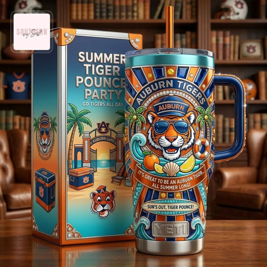 Auburn Tigers YETI 40oz Summer Beach Insulated Tumbler with Handle