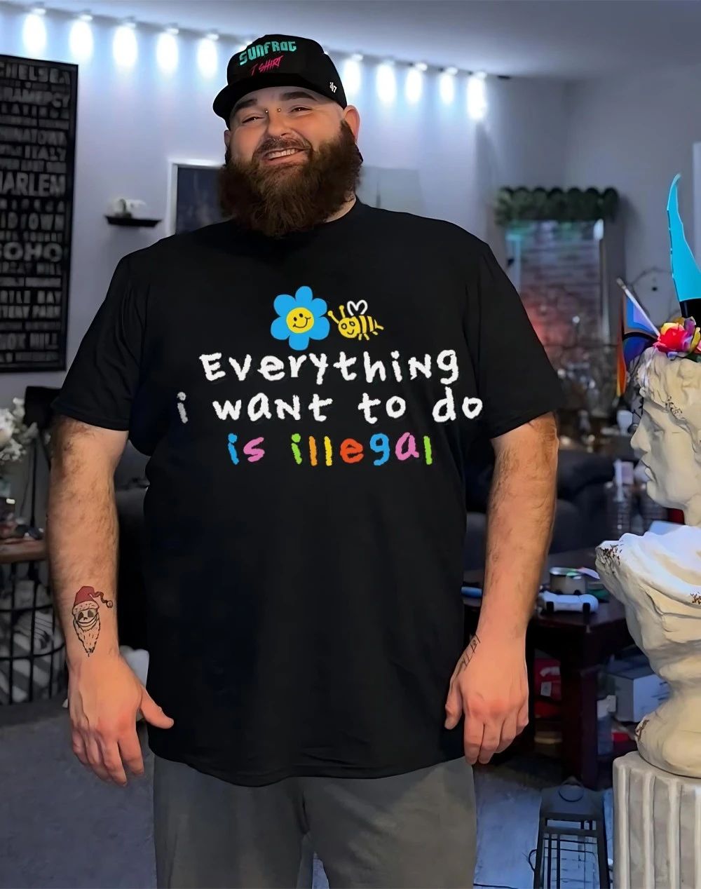 Bee flower everything I want to do is illegal shirt