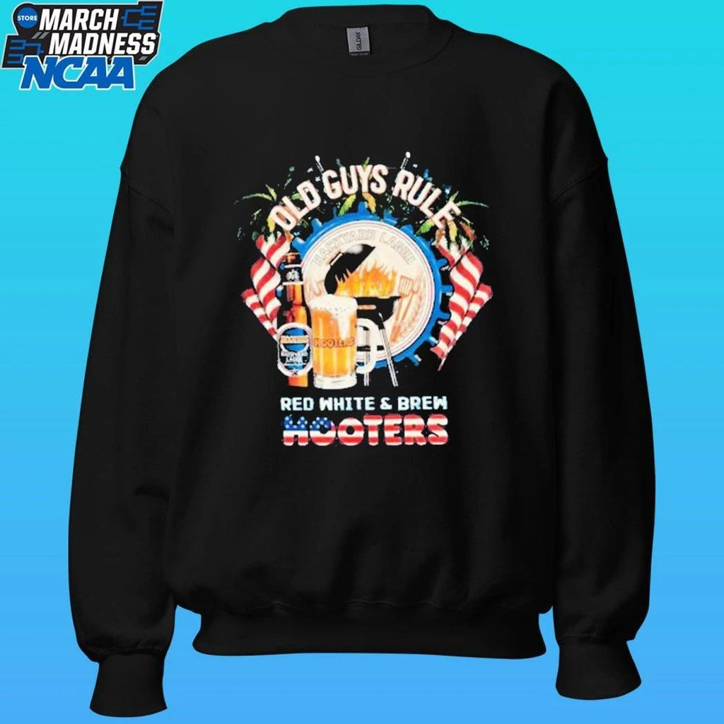 Hooters Old Guys Rule Red White And Brew Shirt