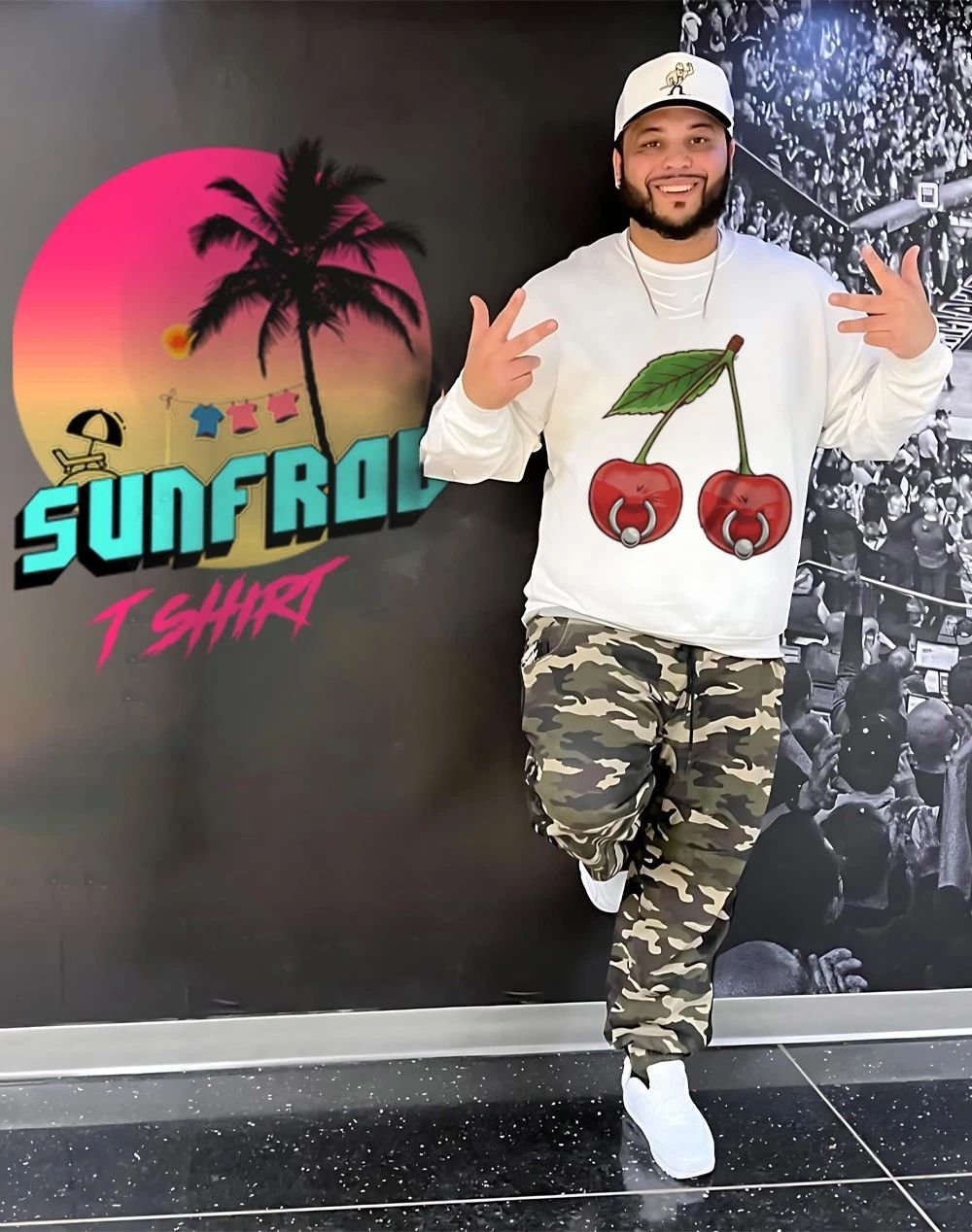 A pair of pierced cherries shirt
