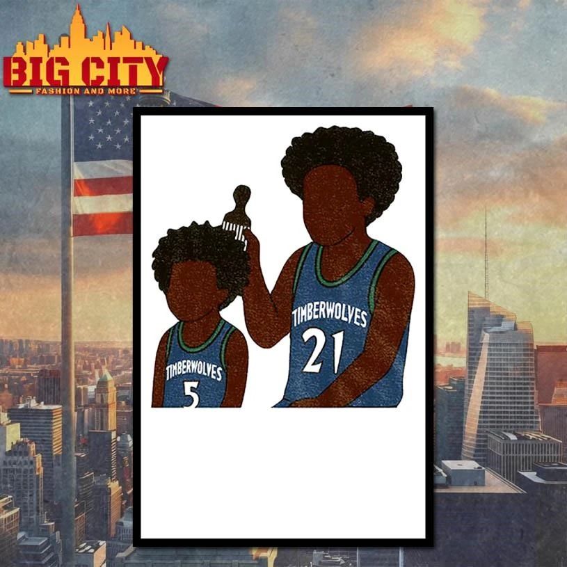 Anthony Edwards & Kevin Garnett Cartoon Minnesota Timberwolves Basketball NBA Playoffs shirt
