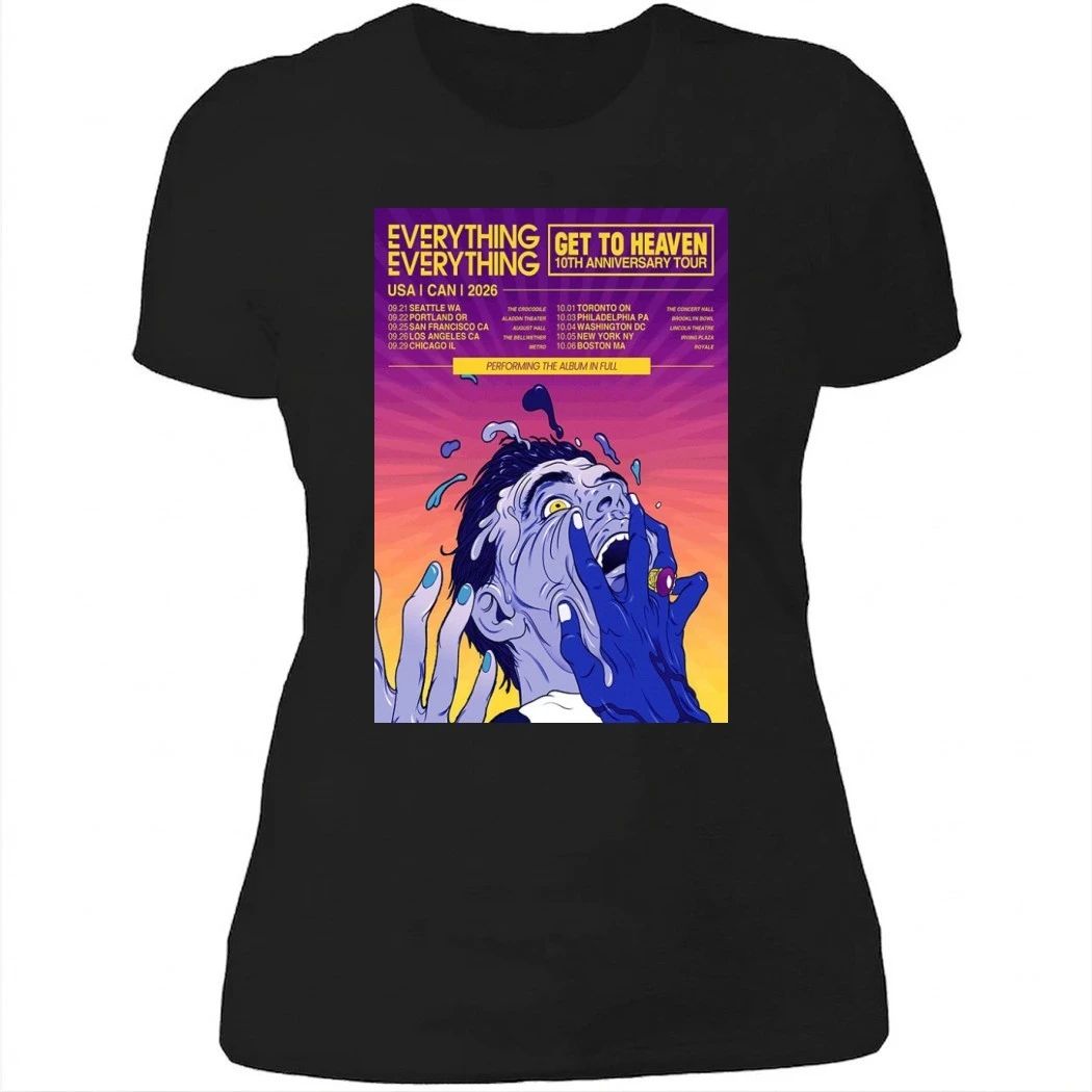Everything Everything Get To Heaven 10th Anniversary Tour 2026 Poster Shirt