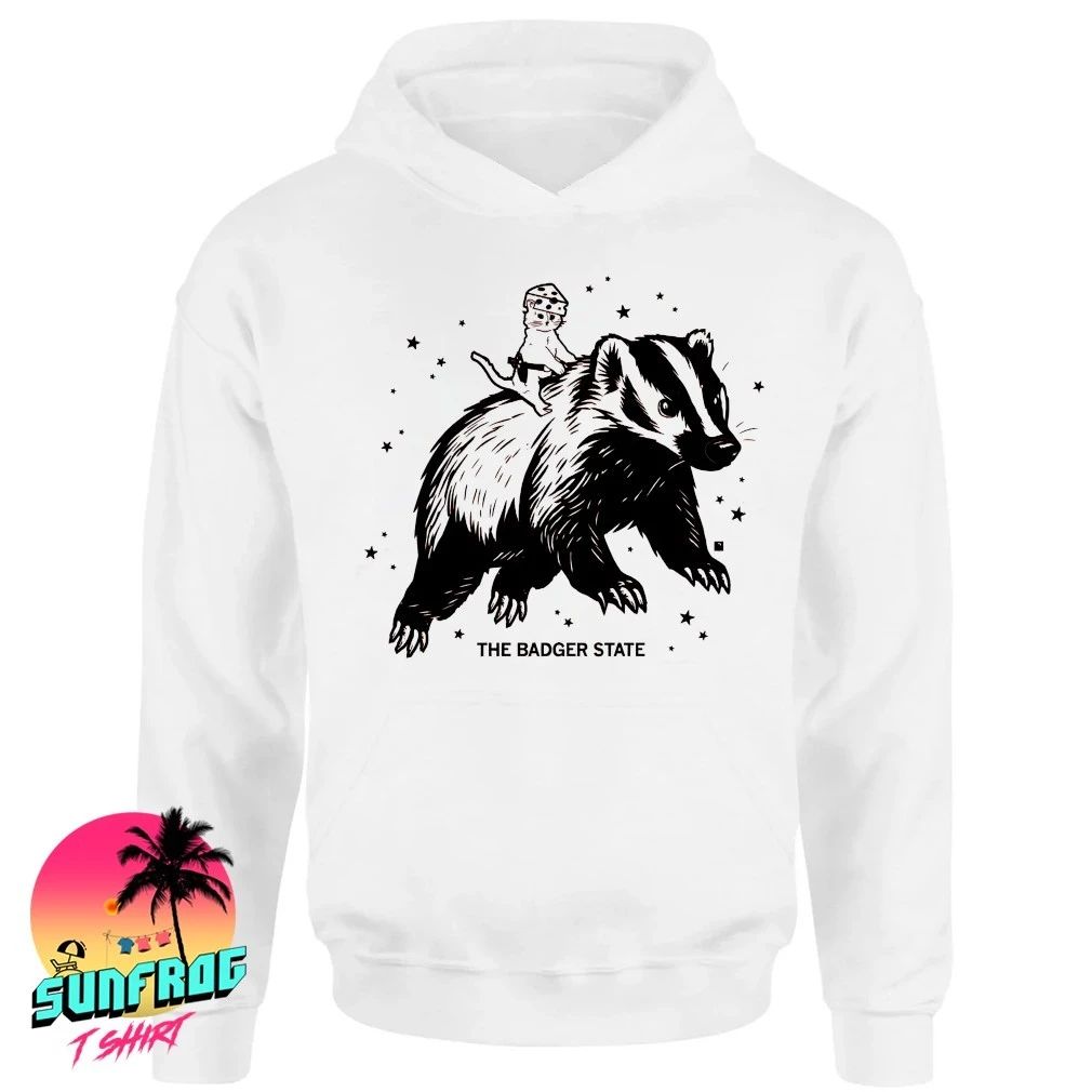 Cat cheesehead riding the badger state shirt