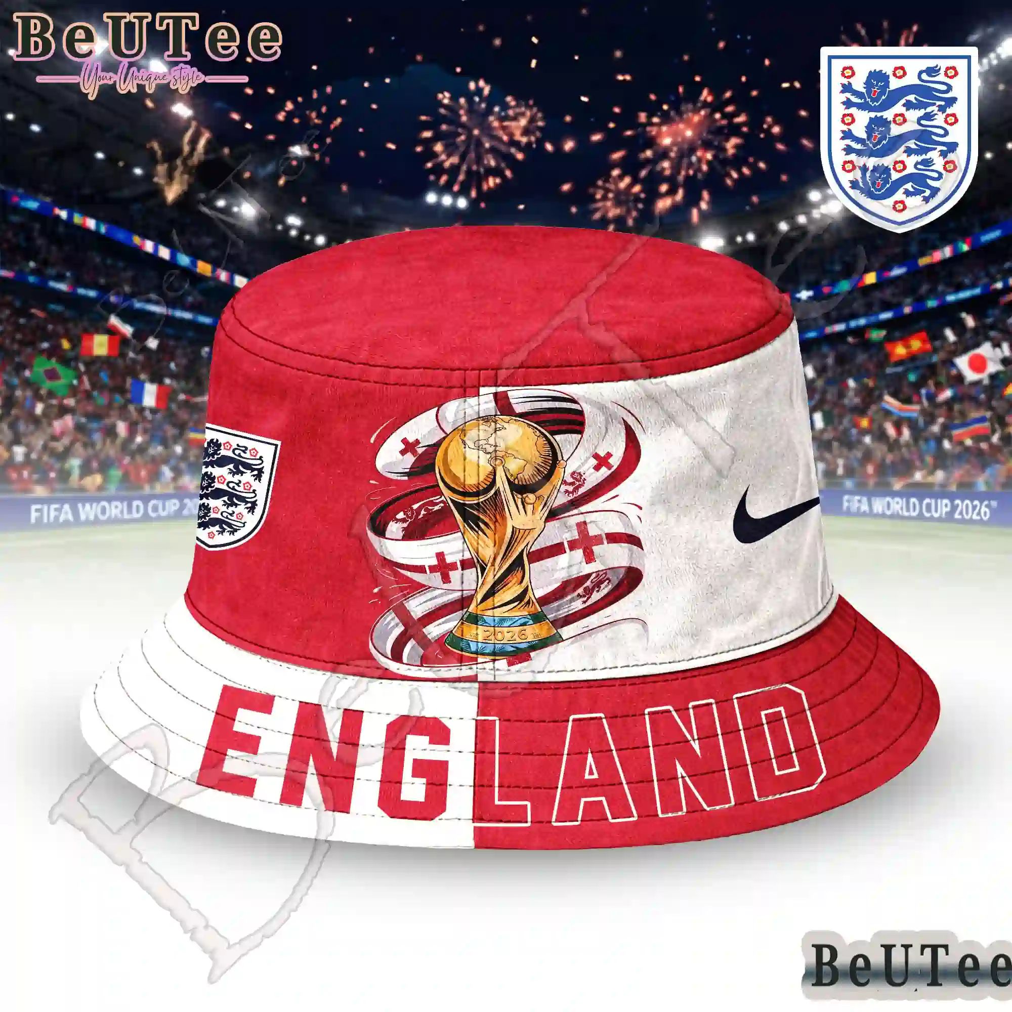 England Premium World Cup 2026 Golden Trophy Bucket Hat
