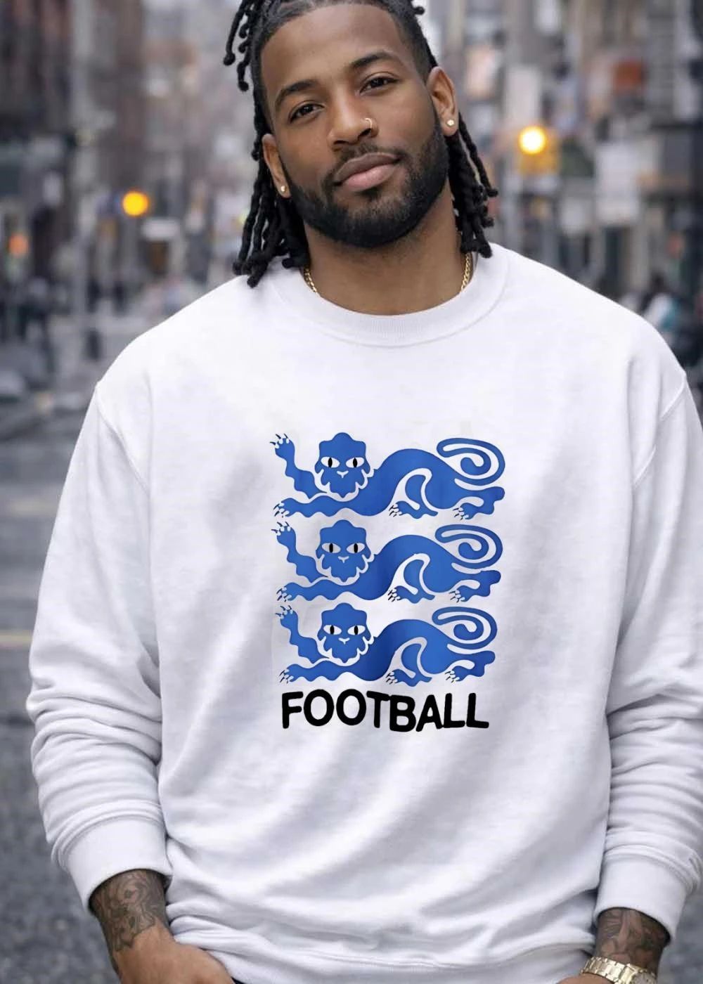 Three Blue Lions England Football T-Shirt