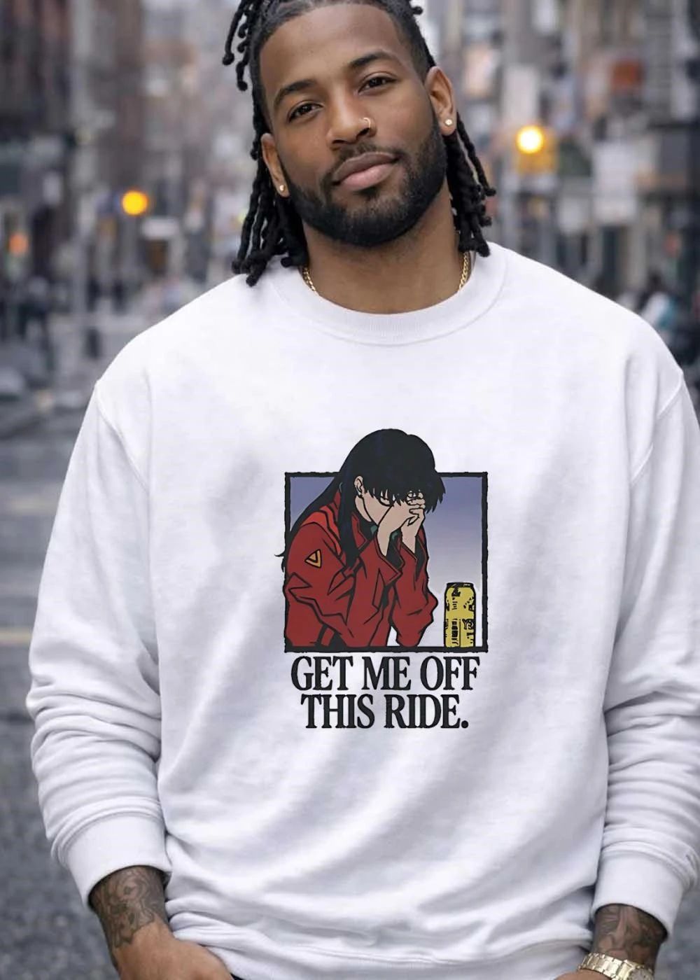 Misato Katsuragi Crying and Drinking Get Me Off This Ride shirt