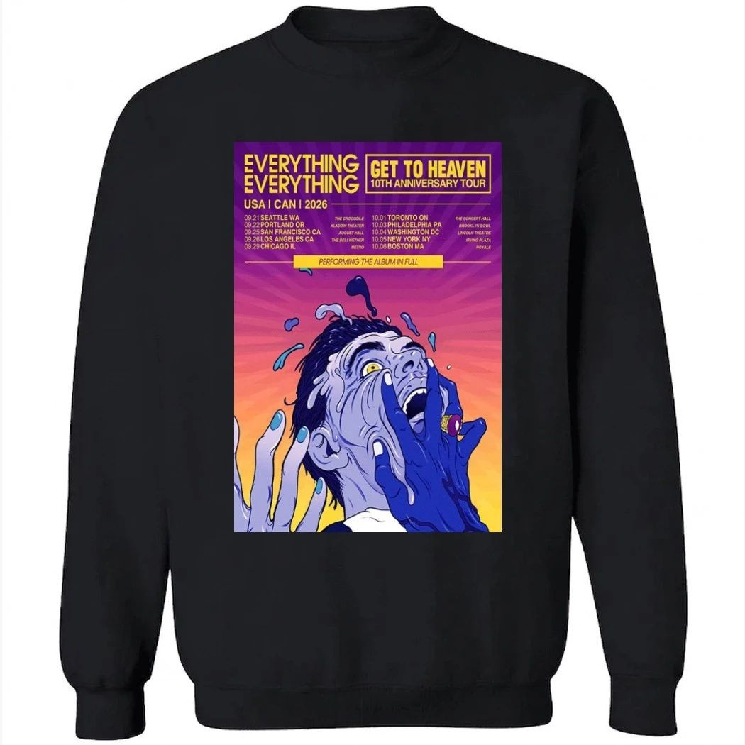 Everything Everything Get To Heaven 10th Anniversary Tour 2026 Poster Shirt
