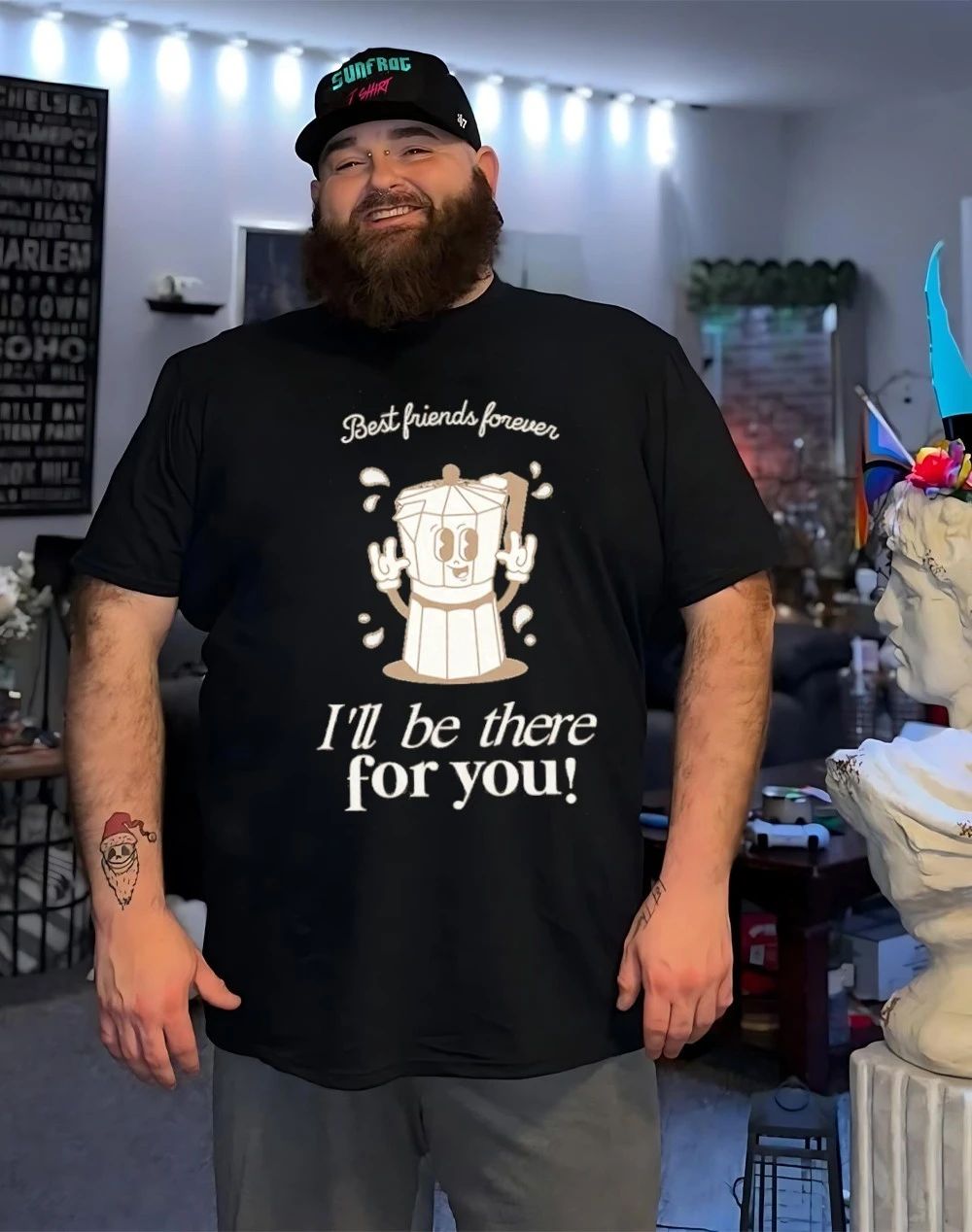 Cartoon coffee maker BFF take it easy I’ll be there for you shirt